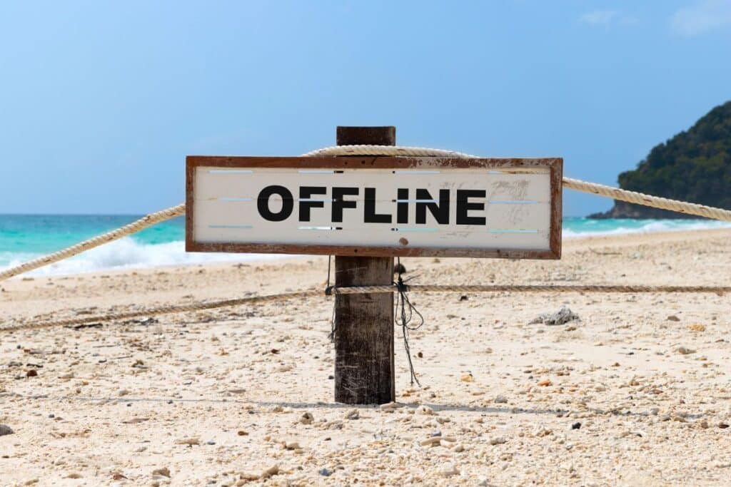 offline sign on tropical beach