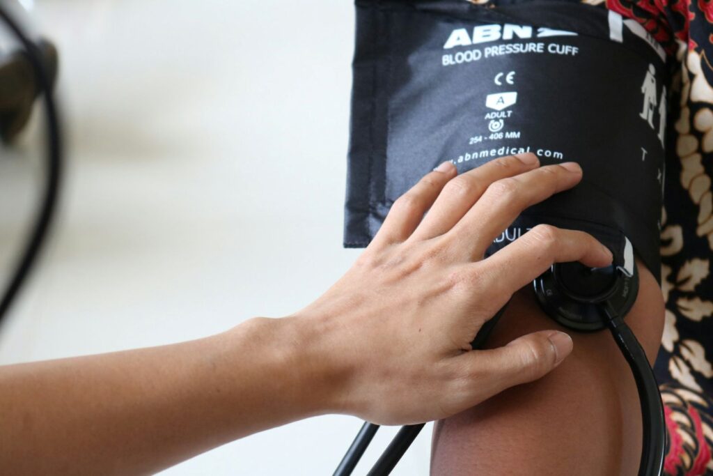 blood pressure check in progress