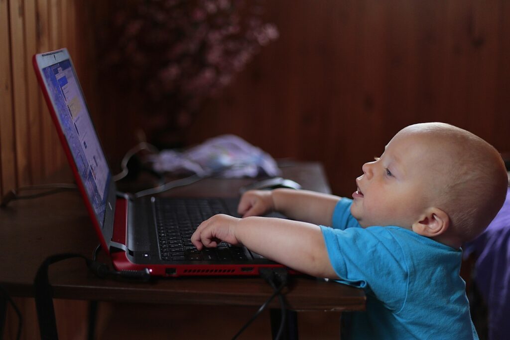 baby using laptop