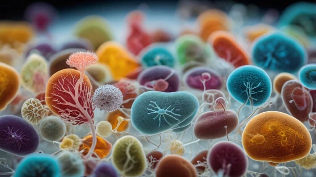 Ai generated. detailed 3d colourful illustration of gut flora